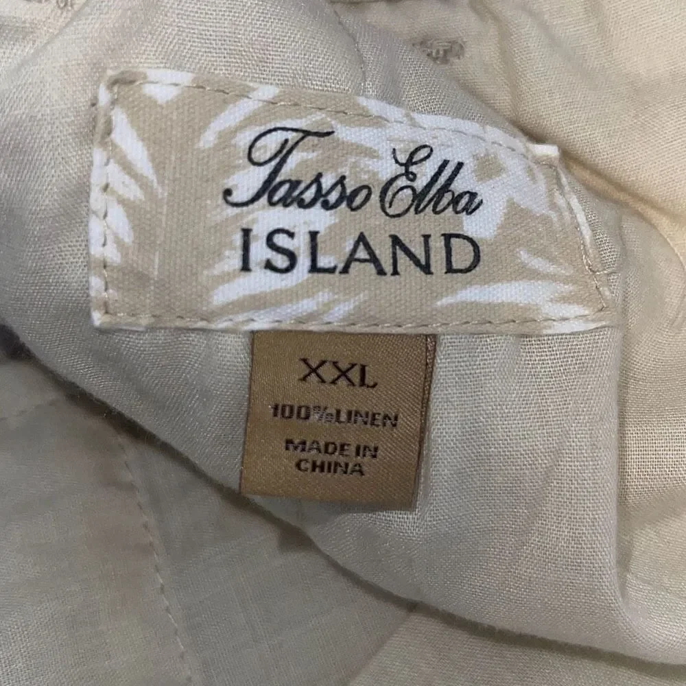 Tasso Elba Mens Linen‎ Drawstring Casual Trouser Pants Tan Size XXL